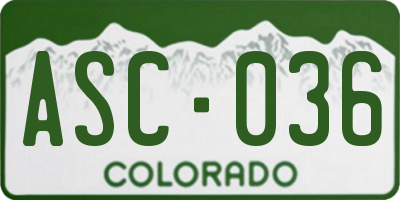 CO license plate ASC036