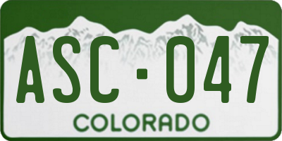 CO license plate ASC047