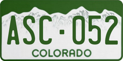 CO license plate ASC052