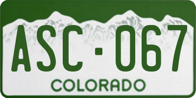 CO license plate ASC067