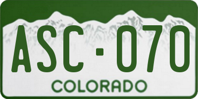 CO license plate ASC070