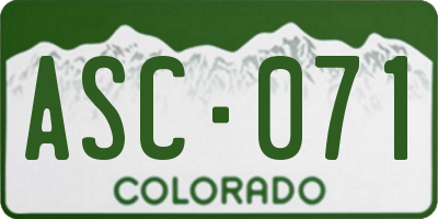 CO license plate ASC071