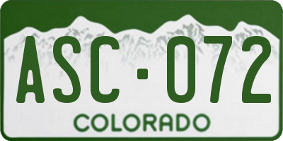 CO license plate ASC072