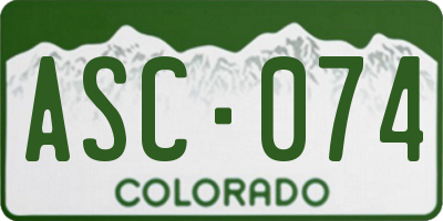 CO license plate ASC074