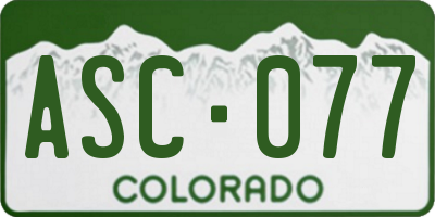 CO license plate ASC077