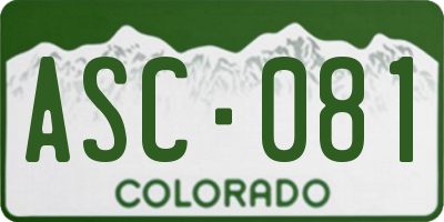 CO license plate ASC081