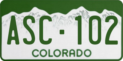CO license plate ASC102
