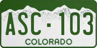 CO license plate ASC103