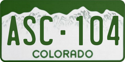 CO license plate ASC104