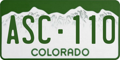 CO license plate ASC110