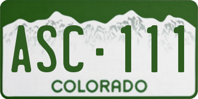CO license plate ASC111