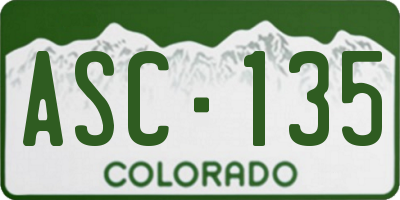 CO license plate ASC135