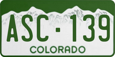 CO license plate ASC139
