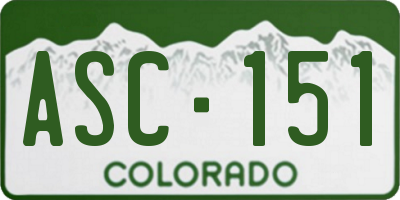 CO license plate ASC151