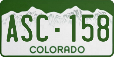 CO license plate ASC158
