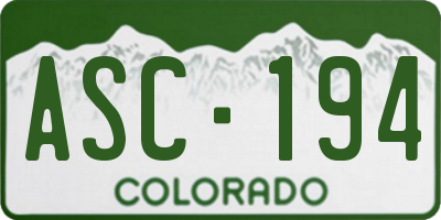 CO license plate ASC194