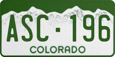 CO license plate ASC196