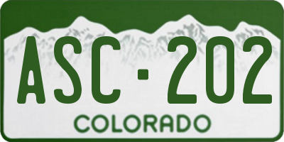 CO license plate ASC202