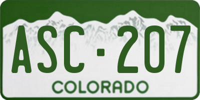 CO license plate ASC207