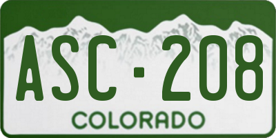 CO license plate ASC208