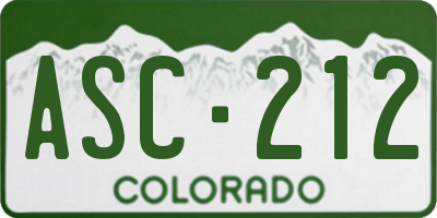CO license plate ASC212