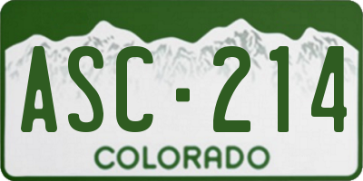 CO license plate ASC214