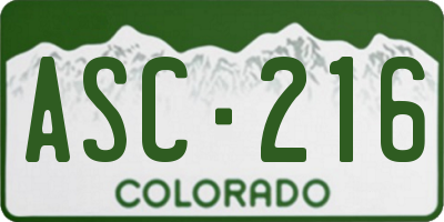 CO license plate ASC216
