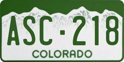 CO license plate ASC218