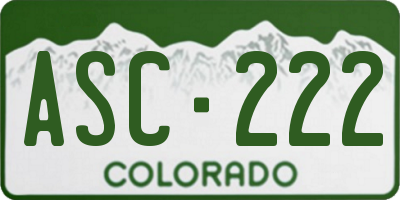CO license plate ASC222