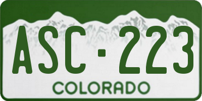 CO license plate ASC223