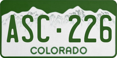 CO license plate ASC226