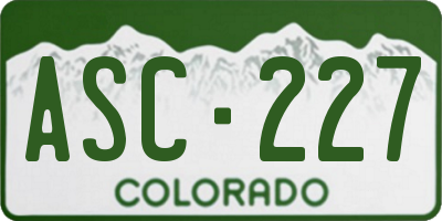 CO license plate ASC227