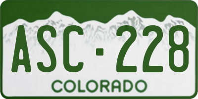 CO license plate ASC228