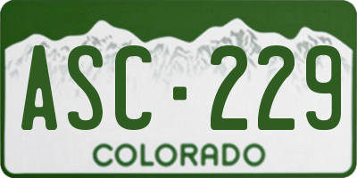 CO license plate ASC229
