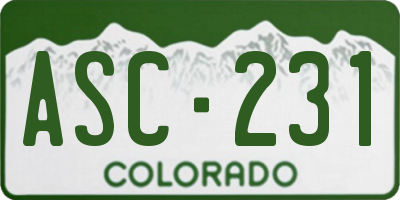 CO license plate ASC231
