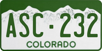 CO license plate ASC232