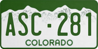 CO license plate ASC281