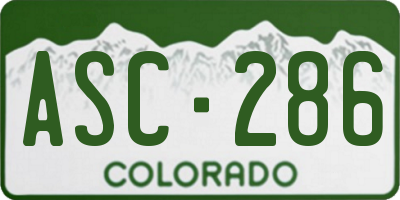 CO license plate ASC286