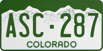 CO license plate ASC287
