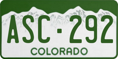 CO license plate ASC292