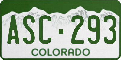 CO license plate ASC293