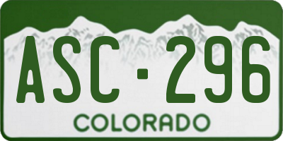 CO license plate ASC296
