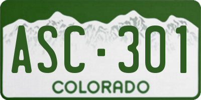 CO license plate ASC301