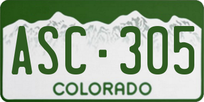 CO license plate ASC305