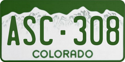 CO license plate ASC308
