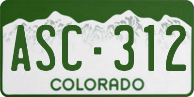 CO license plate ASC312