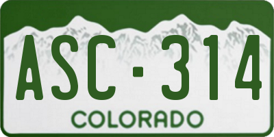 CO license plate ASC314