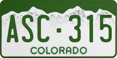 CO license plate ASC315