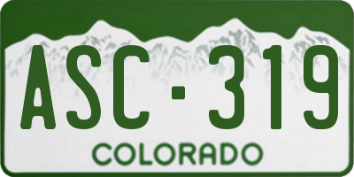 CO license plate ASC319