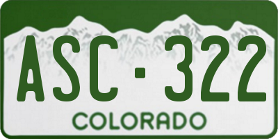 CO license plate ASC322